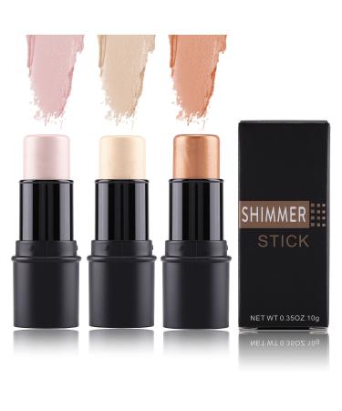 CCbeauty Face Highlighter Makeup Sticks Cream Contour Stick Makeup Highlight Stick Long Lasting Shimmer Contour Cosmetics Set (3 Colors)