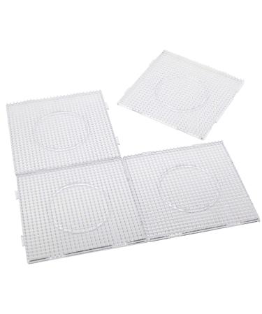 H&W 4PCS 5mm Fuse Beads Boards, Large Clear Pegboards Kits, with Gift 4 Lroning Paper (WA3-Z1) 4 PCS