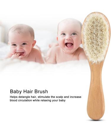 Organic Wooden Baby Hair Comb with Natural Goat Bristles - Gentle Head Massage and Grooming Handle | Ideal Baby Registry Gift - Buy Online on SooperMarket.com