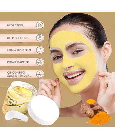 Trendyfave Turmeric Clay Mask - Turmeric Clay Face Mask Controlling Oil Clay Mask For Deep Cleansing Hydrating Face Mask Improve Pore Blemish Acne-Prone & Oily Skin Face Masks skincare 120g - Buy Online on SooperMarket.com