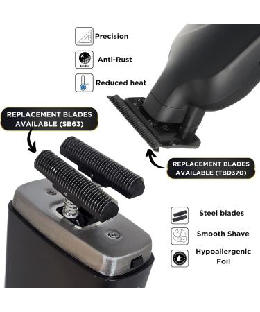 Supreme Trimmer Vader & CRUNCH Foil Shaver Kit | Professional DLC T-Blade Beard Trimmer ST3778 & Waterproof IPX6 Shaver Set | Black Barber Haircutting Tools for Precision Grooming - Buy Online on SooperMarket.com