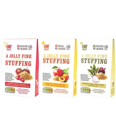 The ultimate stuffing bundle by Gordon Rhodes with our (3 x 125gm) gourmet gluten free stuffings including Roast Chestnut and Spiced Cranberry Sage and Red Onion and Apple Apricot and Bay Leaf.