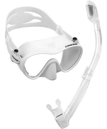 Cressi Scuba Diving Snorkeling Kit - Freediving Mask Dry Snorkel - Frameless Supernova Dry Set Designed in Italy White One Size Snorkel Set