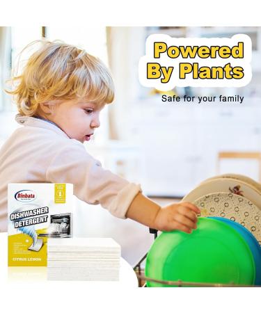 Eco Dishwasher Detergent Sheets - 160 Loads Citrus Lemon Scent Plastic-Free & High-Efficiency Enzyme Strips for Sparkling Clean Dishes - Buy Online on SooperMarket.com
