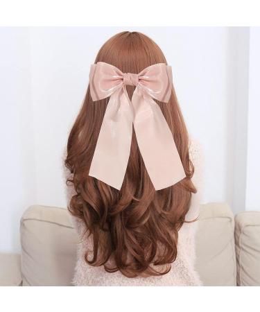 XFYUZR Women Bow Hair Clip Set - Pink & Beige Large Ribbon Hair Accessories for Girls, Prom Styling - 2Pcs - Buy Online on SooperMarket.com