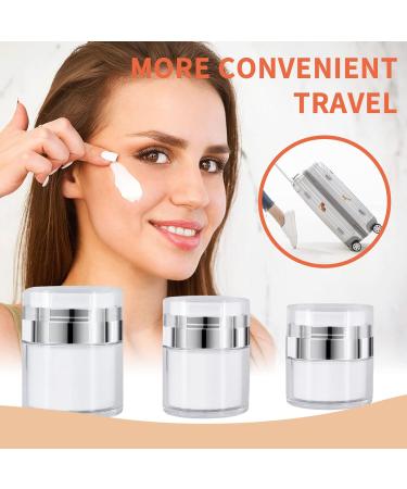 3Pcs Portable Airless Pump Cosmetic Containers - 15ml, 30ml, 50ml Sizes - Refillable Travel Bottles for Lotions, Creams, Makeup - Buy Online on SooperMarket.com