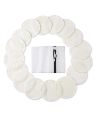 PHOGARY Reusable Cotton Rounds(16 Pack) 3.15 inch Organic Cotton Pads Bamboo Makeup Remover Pads (16 Pack) with Laundry Bag Washable Facial Cleansing Cloths for Eye Makeup Remove Face Wipe