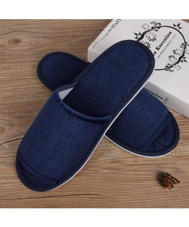 Jomix Unisex Washable Terry Slippers - 2 Pair Set for Guests | Travel Hotel Bathing Shoes in Blue EU Size 42/43 - Buy Online on SooperMarket.com