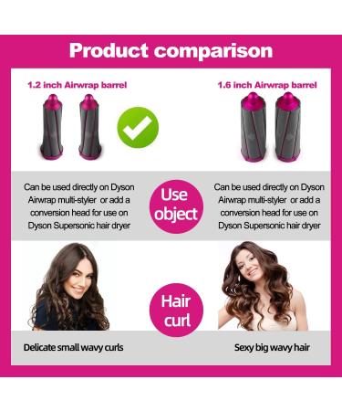 1 Pair 1.2in Short Curling Barrels with Adapter For Dyson Supersonic Hair Dryer Curling Attachment Left & Right Volume and Shape Curling Hair Tool for Medium-length Short Hair - Buy Online on SooperMarket.com