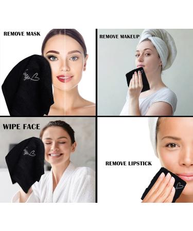 Zuperia 100% Cotton Makeup Remover Wash Cloth - Quick Dry Fingertip Face Towel (6 Pack, Black) - Buy Online on SooperMarket.com
