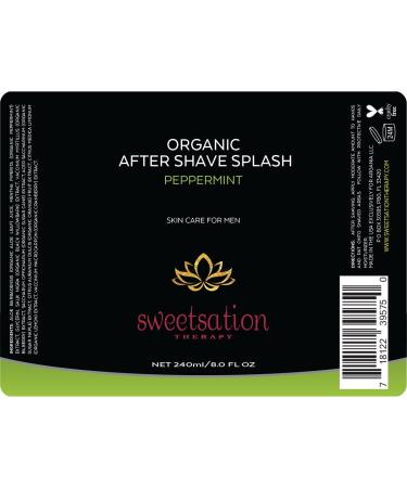 Organic After Shave Minty Splash 8oz - Refreshing Natural Aftershave for All Skin Types | International Shipping Available - Buy Online on SooperMarket.com