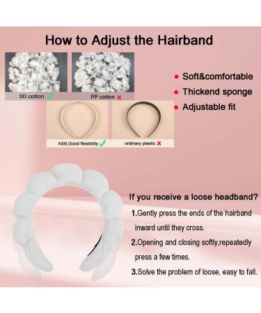 Spa Headband Set for Women - Soft Terry Cloth Headband for Face Washing and Makeup - Bubble Skincare Headband with Wristbands - Black+White - Perfect Gift Idea - Buy Online on SooperMarket.com