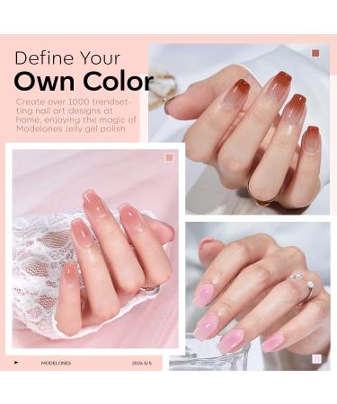 Modelones Hema Free Gel Nail Polish 6 Colors Nude Pink Jelly Gel Polish Neutral Nail Gel Polish Summer Shimmery Glitter Translucent Nail Art Gel Soak off Manicure DIY Salon for Girls Women Jelly Nude Pink - Buy Online on SooperMarket.com
