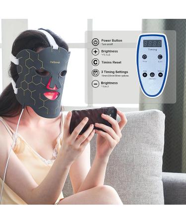 Hottoerak Red Light Mask 660nm & 850nm Near-Infrared LED Face Light with 3-in-1 Chip Professional Red Light Therapy for Face at Home and Travel Ash - Buy Online on SooperMarket.com