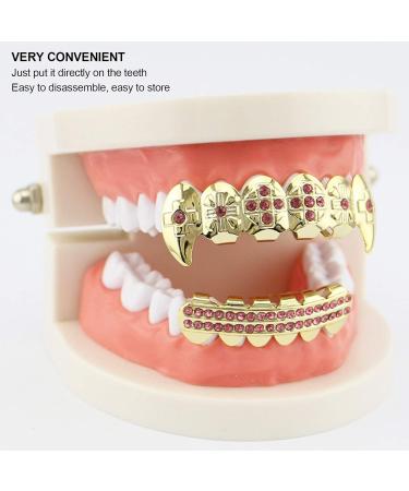 Gold Teeth Brace Set Hip Hop Punk Custom Fit Metal Teeth Decoration Jewelry Gold Teeth Grillz Oral Pain ReliefOral Care() - Buy Online on SooperMarket.com