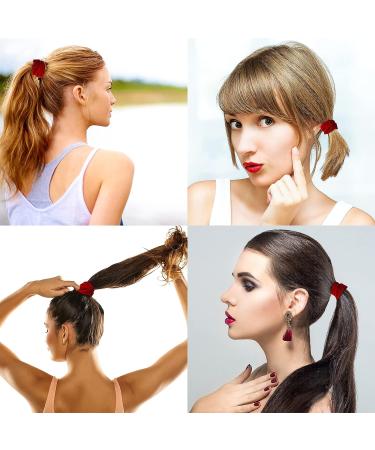 WLLHYF 2 Pcs Velvet Hair Bands Red Scrunchies - Large Size Elastic Ponytail Holders & Wristband Hair Accessories for Girls and Women - Valentine's Day Gift - Buy Online on SooperMarket.com