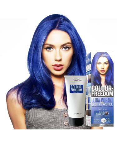 Knight & Wilson Colour-Freedom 150ml Truly Blue Semi-Permanent Hair Colour - Ultra-Vibrant Vegan Friendly Colour Mask with Shine Booster Complex - Ammonia Free Colour Lasts Up To 6-10 Washes
