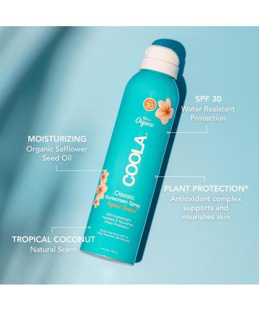 COOLA Organic Sunscreen SPF 30 Sunblock Spray - Daily Protection, Tropical Coconut - 6 Fl Oz - Buy Online on SooperMarket.com
