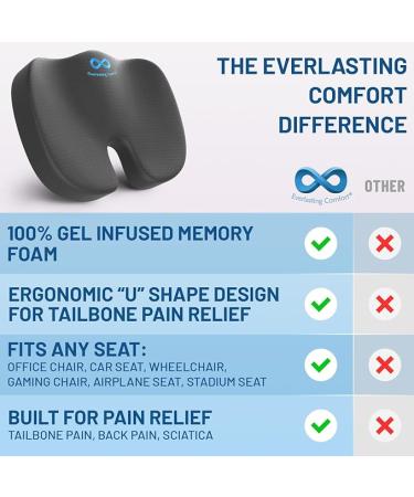 Everlasting Comfort Doctor Recommended Memory Foam Seat Cushions for Office Chairs - HSA FSA Eligible Tailbone Pain Relief Cushion  Sciatica & Back Support  Office Chair Cushion & Car Seat Cushion - Buy Online on SooperMarket.com