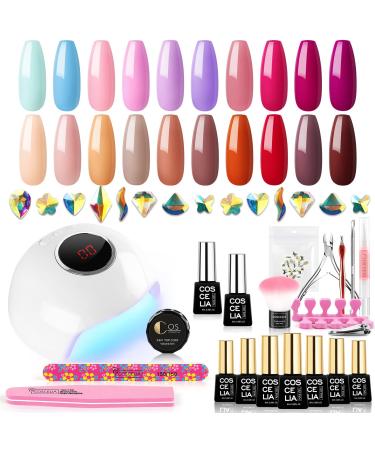 20pcs Gel Nail Polish Kit with U V Light Starter Kit Professional 24W Nail Dryer Lamp Base Top Coat Nail Art Rhinestones Tools Gel Manicure Kit for Women Girls 6d