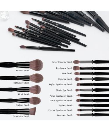 TEXAMO Professional Makeup Brush Set for Kabuki Foundation Powder Contour Blush Highlighter Eye Shadow - Black (C-Diamond Brush) with Cosmetics Bag - Buy Online on SooperMarket.com