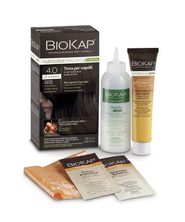 BioKap - Nutricolor Delicato Permanent Rapid Hair Dye 4.0 Natural Brown - 4.5 fl. oz.