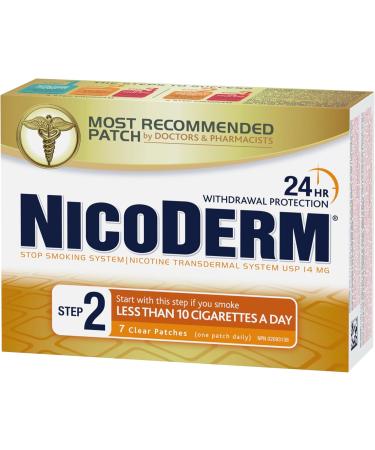 Nicoderm Step 2 Clear Patches Quit Smoking and Smoking Cessation Aid 14 mg of Nicotine/Day 7 Count Step 2 7 Patches - Buy Online on SooperMarket.com
