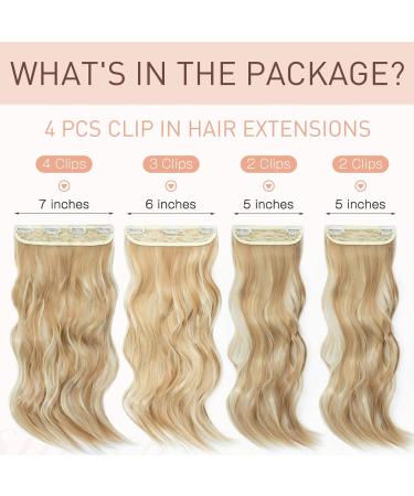 4PCS-11Clips Curly Synthetic Hair Extensions 22 Inches - Dark Blonde mix Bleach Blonde - Buy Online on SooperMarket.com