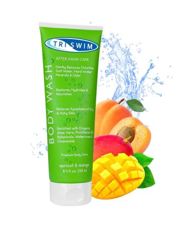 TRISWIM Chlorine Removal Body Wash | After Swim Care | Moisturising Anti-Chlorine Vegan Shower Gel For Swimmers | Apricot & Mango (250ml)