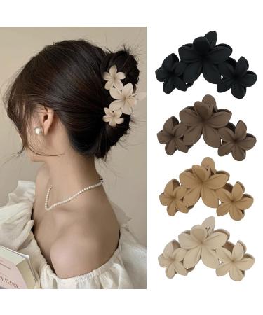 Flower hair clip 4pcs matte hair clips for women cute hair clips hawaiian hair flower clip big hair clipping strong hold hair claws hair accessories