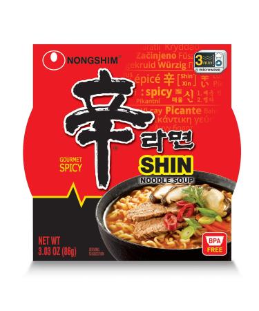 Nongshim Shin Original Ramyun Bowl, Gourmet Spicy, 3.03 Ounce (Pack of 12)