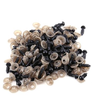100pcs Doll Safety Eyes plplaaoo 6/9/10/12MM Black Plastic Doll Safety Eyes Craft Doll Eyes with Washer Safety Eyes for Amigurumi Puppet Plush Animal and Teddy Bear (9mm) 9 mm