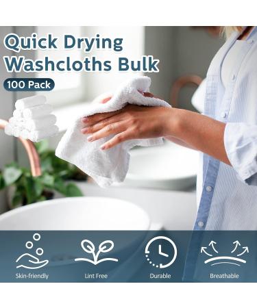 Newwiee 100 Pcs Microfiber Towels - Absorbent & Quick Drying 12 x 12 Inch Washcloths - Soft Coral Velvet Bath Cloths - Bulk White Face Towels for Bath Spa - Ideal for Facial & Fingertip Use - Buy Online on SooperMarket.com
