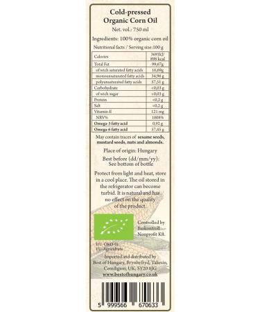 Organic Corn Oil 750ml - Cold Pressed All-Purpose Cooking Oil - Great Taste Award Winner - Buy Online on SooperMarket.com