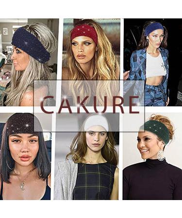 Cakure Crystal Rhinestone Headbands Pack of 3 - Wide Bling Turban Head Wraps for Women and Girls - Elastic Twist Scarf for Sports and Fashion - Type A - Buy Online on SooperMarket.com
