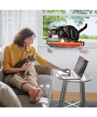 DESCHIGH Cat Window Perch - Large Cat Hammock Seat with Wood & Acrylic Frame for Windowsill - Adjustable Bed for Indoor Cats - Buy Online on SooperMarket.com