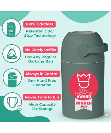 Magic Baby Diaper Pail Patented Odor-Stop System Use Any Garbage Bag One Hand Free Lever 4 Rolls of Bag incld. (Sage) - Buy Online on SooperMarket.com