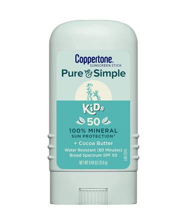 Coppertone Pure & Simple Kids Sunscreen SPF 50 Multi Pack - Zinc Oxide Mineral Sunscreen Spray & Stick for Face - 5oz + 0.49oz - Buy Online on SooperMarket.com