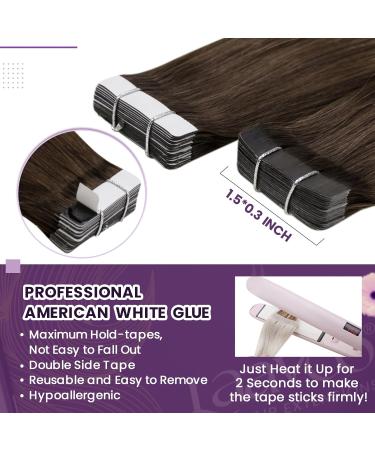 Buy Laavoo Real Hair Tape Extensions - Brown Ombre & Balayage 50g 20pcs 45cm - Premium Quality Remy Hair - Buy Online on SooperMarket.com