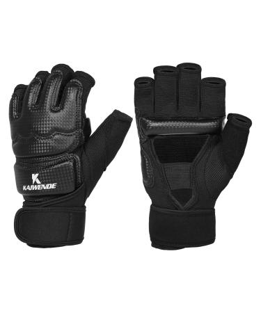 Half Finger Kickboxing Gloves - Also Fit for Taekwondo Sparring,Training Light Workouts, Muay Thai , Martial Arts(Karav MAGA),Karate,Shadow Boxing,Cardio Kickboxing Class,Combat Class Black Medium