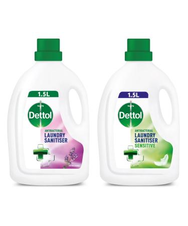 Dettol Antibacterial Laundry Sanitiser Lavender and Sensitive Fragrance Free Cleanser Additive Multipack 25 Washes 2x 1.5L Pack of 2.