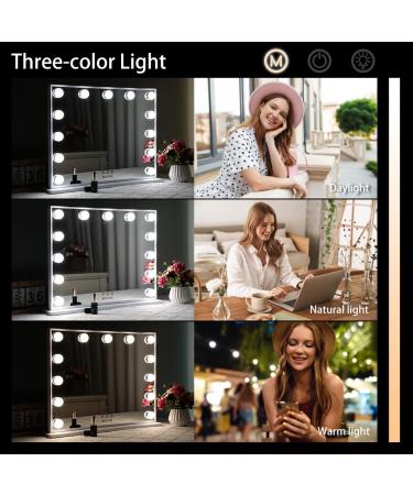 BEAUTME 20.47 x 16.22 Lighted Vanity Mirror with 3-Color Lighting & Magnification â€“ Tabletop & Wall Mounted - Buy Online on SooperMarket.com