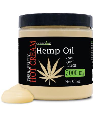 GreenIVe Hemp Hot Cream Soothing Moisturizing Hemp Hot Cream Exclusively on Amazon (2 000mg Jar)