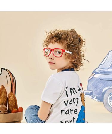 Getino Kids Blue Light Glasses | Anti Eyestrain & Glare Protection for Ages 3-12 | Red White Computer Gaming Glasses for Boys and Girls - Buy Online on SooperMarket.com