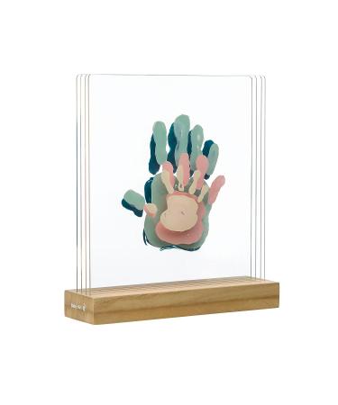 Baby art family prints design picture frame wood photo frame for handprint footprint from the baby and the whole family including acrylic color dermatologically tested dimensions 20 x 21.6 x 6 cm print "My family"