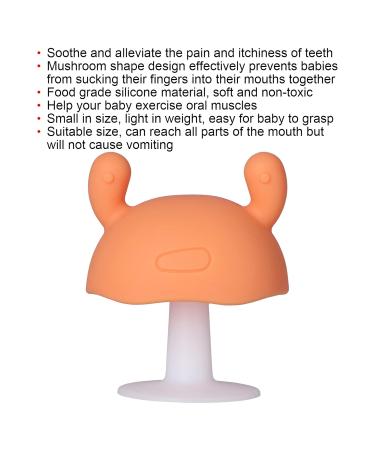 Baby Teething Toy - Food Grade Silicone Teether Mushroom Shaped for Infants Over 4 Months - Pink (Orange) - Buy Online on SooperMarket.com
