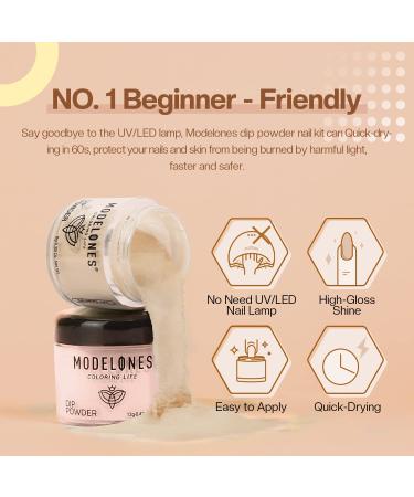 Modelones 6 Colors Dip Powder Nail Kit Starter 12Pcs Fall Winter Nude Brown Neutral Skin Tone - Acrylic Dipping Powder System with Base & Top Coat, Activator - French Nail Art, DIY Manicure Kit - Buy Online on SooperMarket.com