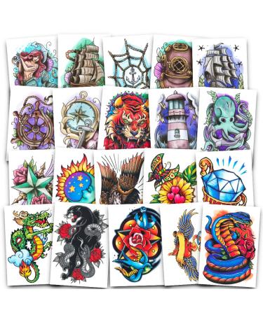 American Vintage Temporary Tattoos - 100 Pre-Cut 2x2 Classic Designs for Adults & Kids - Buy Online on SooperMarket.com