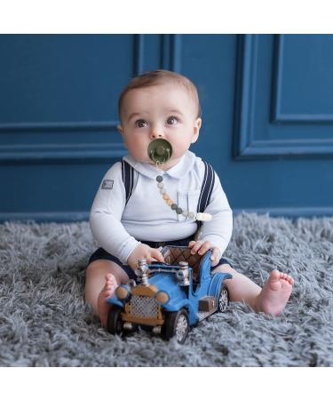Silicone Pacifier Holder 2 Pack - Durable Pacifier Clip for Baby Boys Girls - Beige+Grey Silicone Pacifier Chain - Buy Online on SooperMarket.com