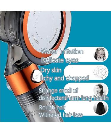 Switch Control Shower Head - Water Saving Soft Spray with Mineral Stone Beads - Orange - Buy Online on SooperMarket.com